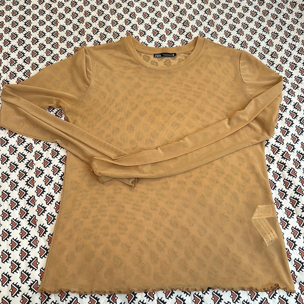 Zara sheer nude top